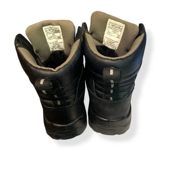 Rockport Works Women's Black Leather Steel Toe Safety Work Boots RK465 Sz 8.5 W - Picture 7 of 13
